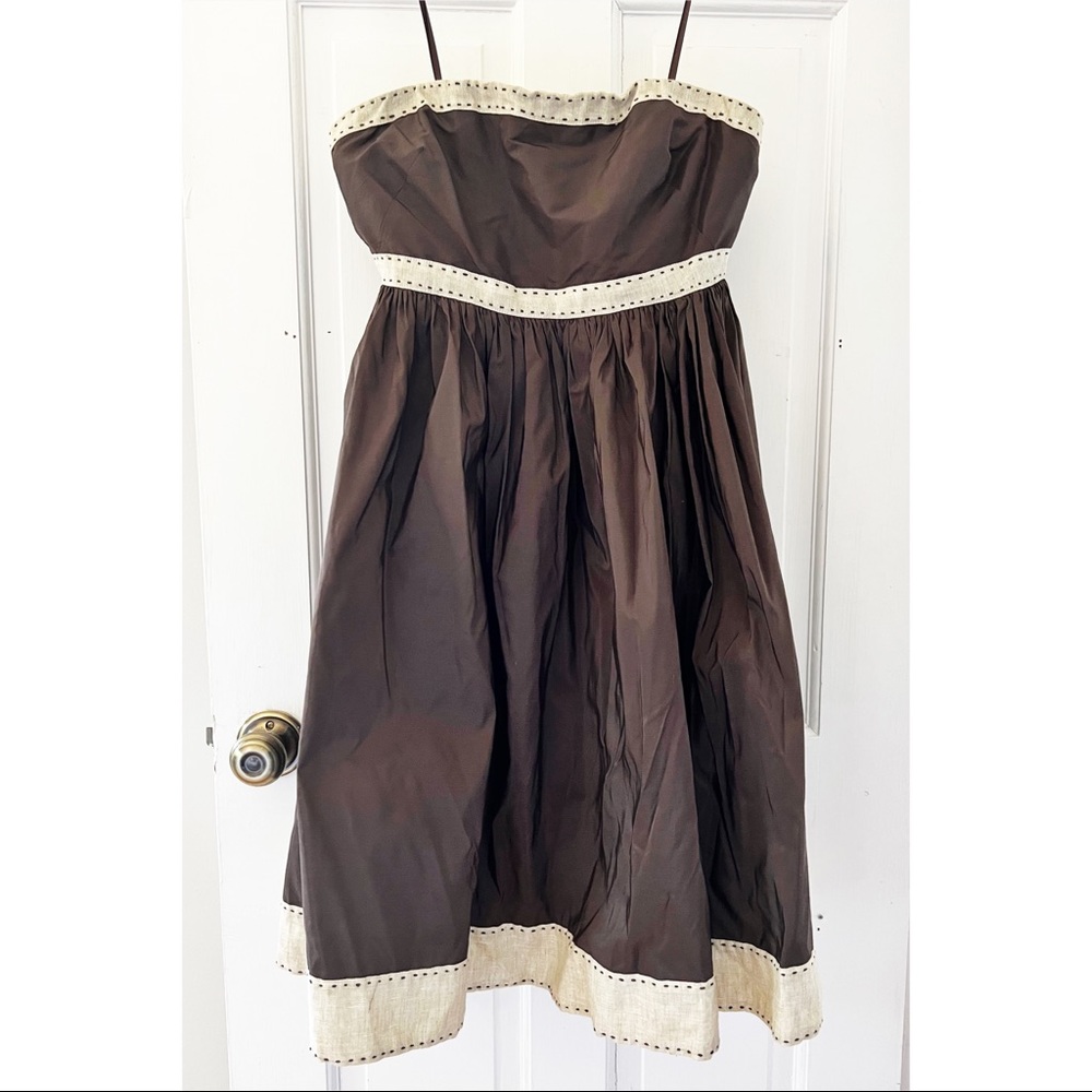 J.Crew Strapless Silk MIDI Dress w/ accent trim